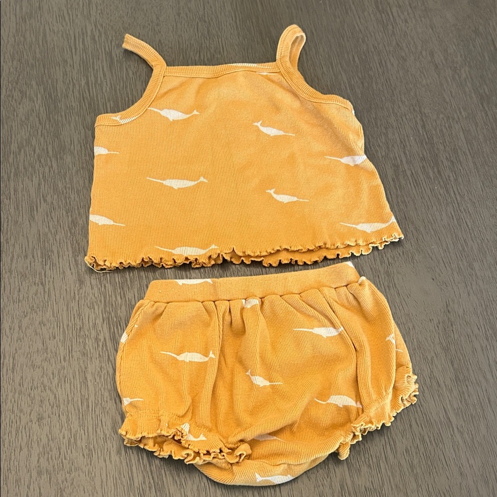 Kate Quinn Orange Whale Print Tank and Diaper Cover Set